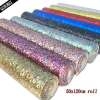 qibu 50x120cm chunky glitter fabric roll big size solid color synthetic leather for bag shoe craft decor diy hairbow accessories