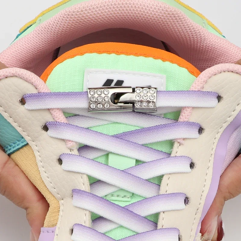 Эластичные Шнурки С Градиентом И Алмазными Перекрестными Замками Плоские Без