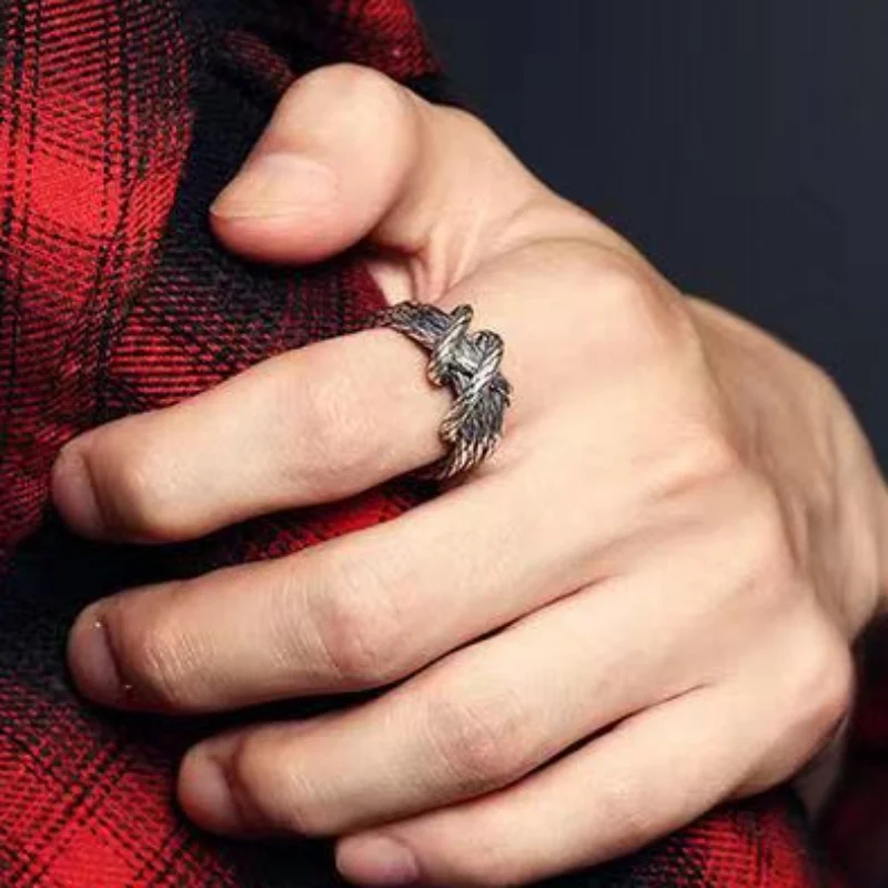 

New Made Old Index Finger Open Ring Vintage Thai Silver Japanese Korean Knitted Personality Ring for Men and Women