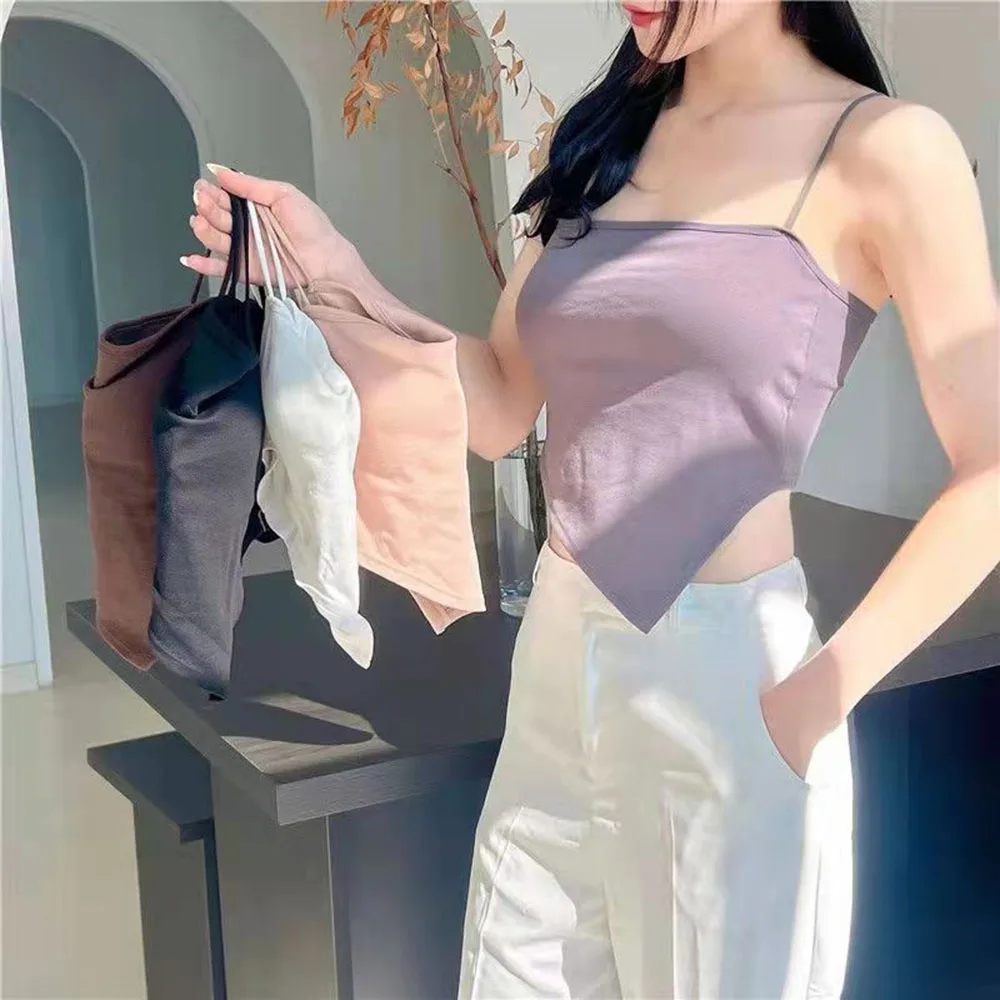 

Fashion Sexy Women Shirt Pure Color Patchwork Crop Tops Sleeveless Camisole Tank Tops Casual Summer Ladies Slim Vest