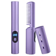 휴대용 미니 USB 충전식 헤어 스트레이트너, 레이지 스트레이트너, 헤어 핫 빗, 빠른 가열, 헤어 스타일링 도구, 2 in 1