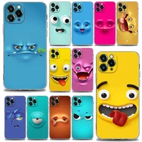 clear phone case for iphone 11 12 13 pro case max 7 8 se xr xs max 5 5s 6 6s plus soft silicone cover cute art funny faces
