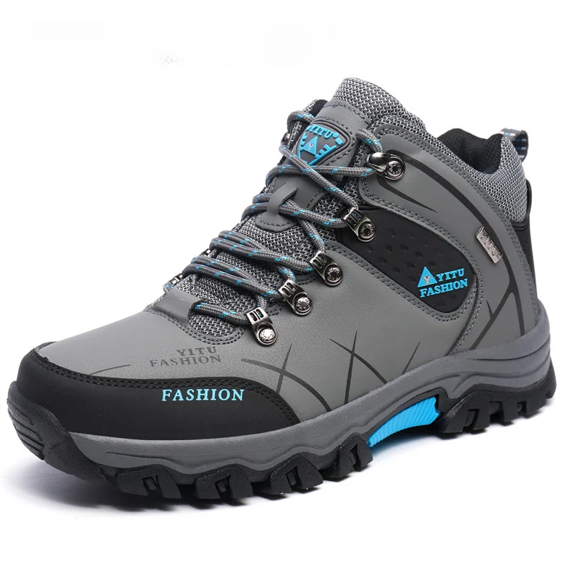 

2023 Winter Waterproof Men Boots Leather Sneakers Snow Boots Outdoor Male Hiking Boots Work Shoes High Top Non-slip Ankle Boots