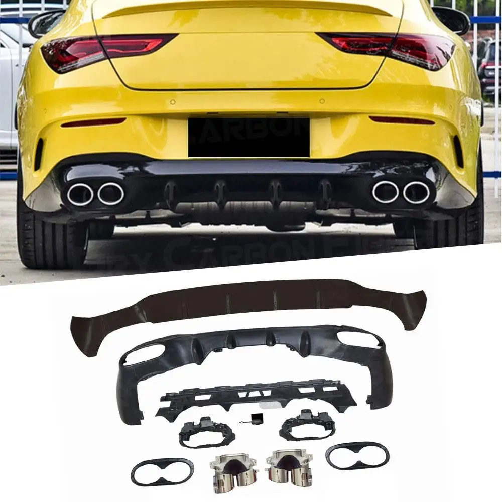 Задний диффузор автомобиля из полипропилена бампер спойлер с выхлопом для Mercedes