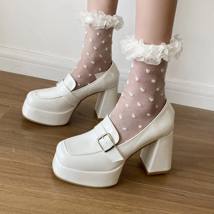 With Straps Slip On Casual Heels Mary Jane 2023 Sexy Pump Basketball Platform Chunky Sandals Square Toe Footwear L