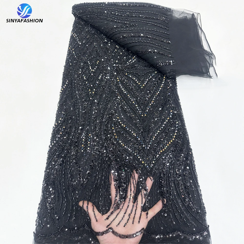 Красные хрустальные бусины блестки африканская нигерийская кружевная ткань 2024