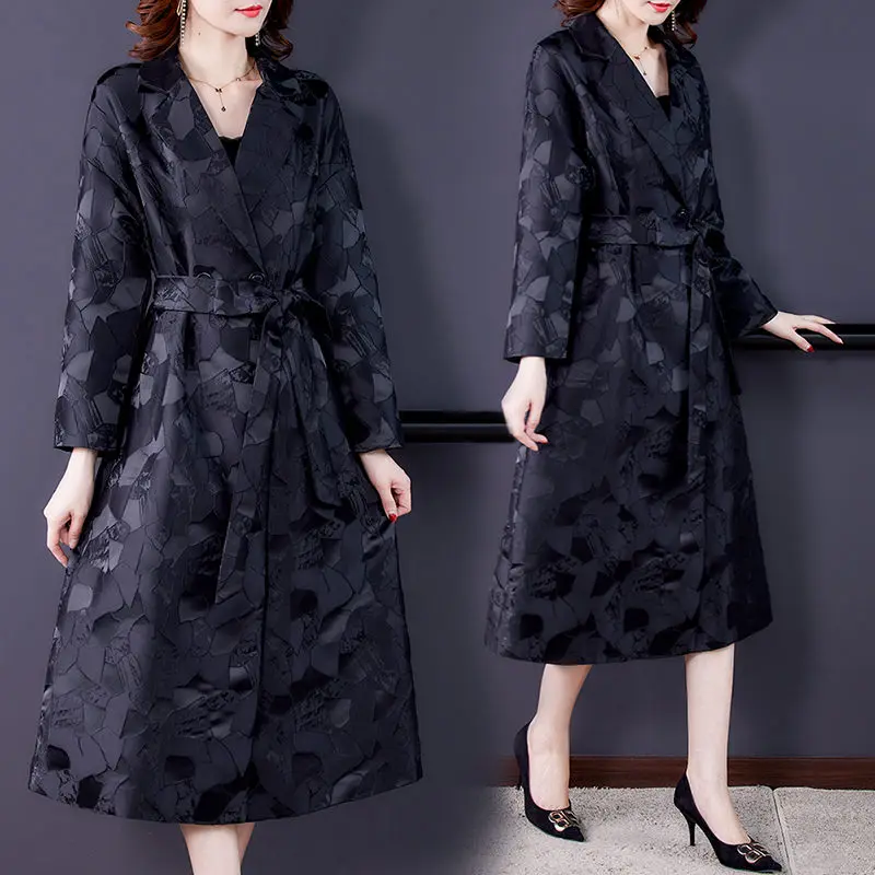

Модное приталенное пальто средней длины с воротником-костюмом, Женская Весенняя ветровка, трендовая Женская Корейская бандажная куртка, платье H021, 2022