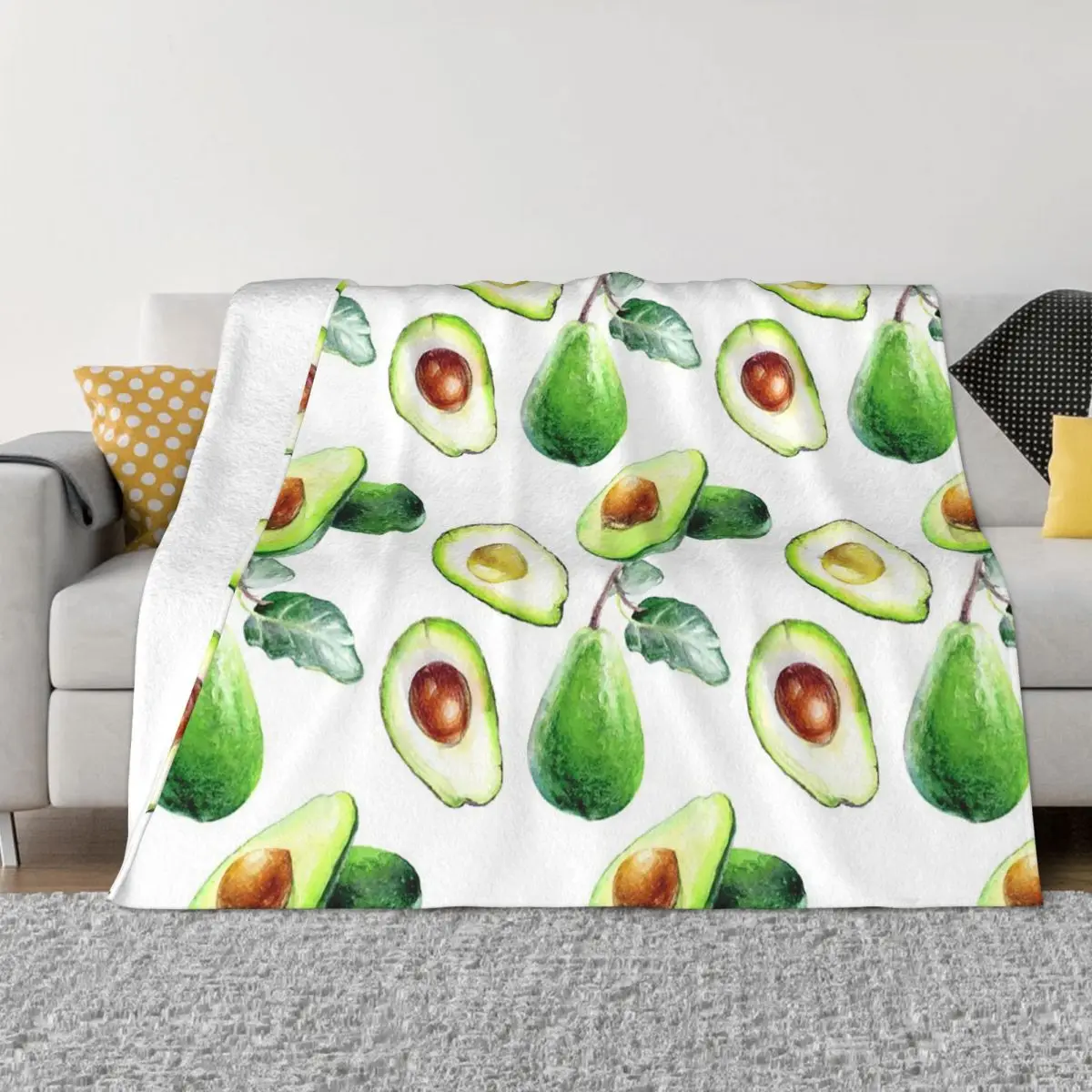 

Avocado Tropical Fresh Fruit Flannel Throw Blankets Avocados Lover Blanket for Home Car Lightweight Bedspread