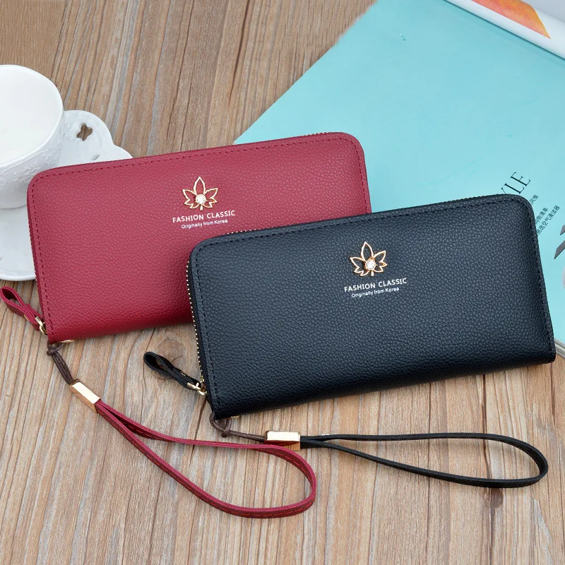 large capacity zipper wallet women long fashion womens clutch bag 2022 new mobile phone bag pu leather multi card coin purse free global shipping