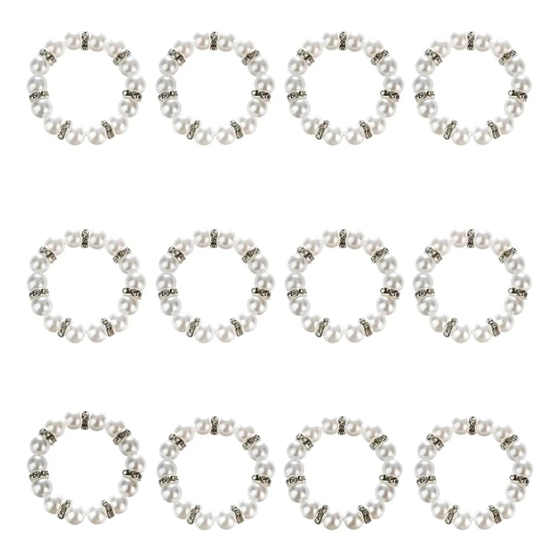 

Кольца-держатели для салфеток с жемчугом, набор колец для салфеток из 12 шт., кольца для салфеток с жемчугом для вечеринок, искусственное укра...