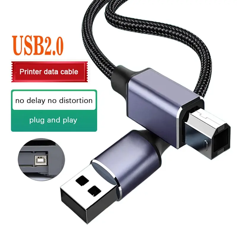 

USB кабель USB для принтера 2.0 Type A Male к Type B Male Кабель для принтера сканера шнур высокоскоростной нейлоновый плетеный кабель для принтера 0,5/1/2 м