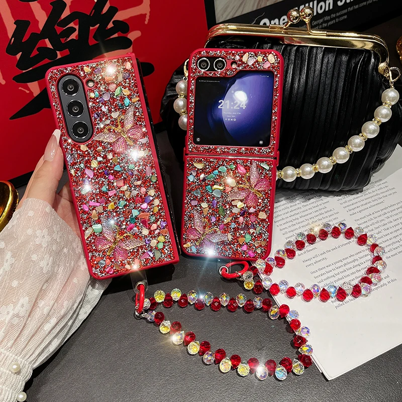 Для Samsung Galaxy Z Fold 3 4 5 6 роскошный милый женский чехол с бриллиантами камнем