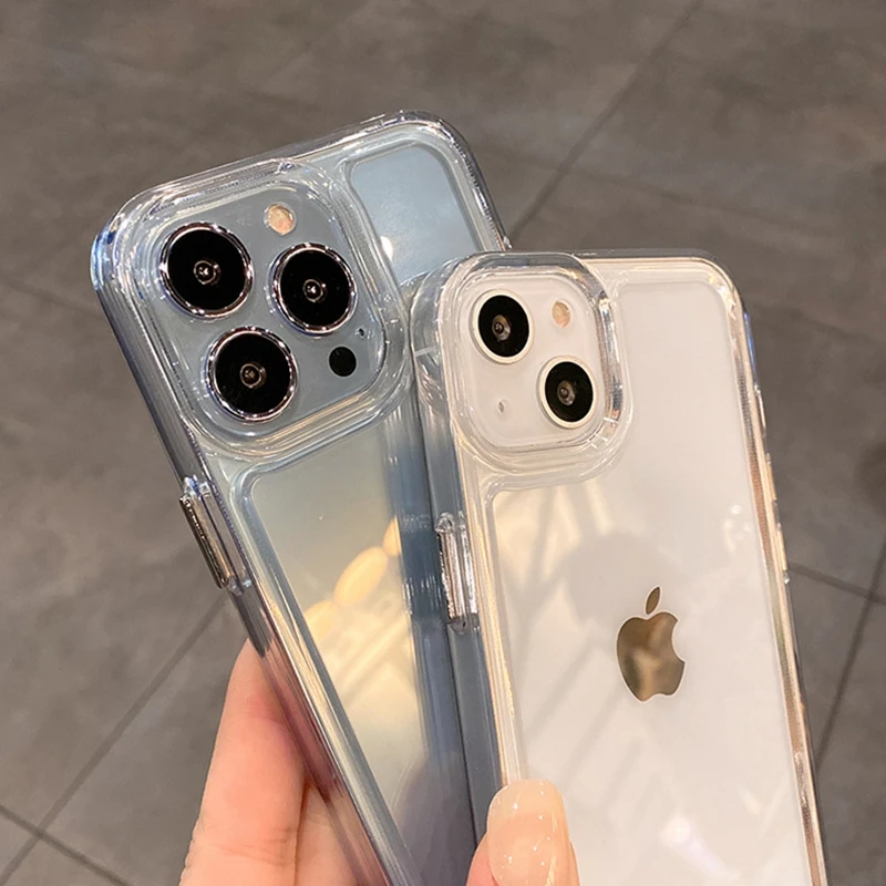 Luxury Shockproof Clear Phone Case For iPhone 14 13 12 11 Pro Max X XR XS 7 8 Plus Transparent Silicone Bumper Shockproof Cover