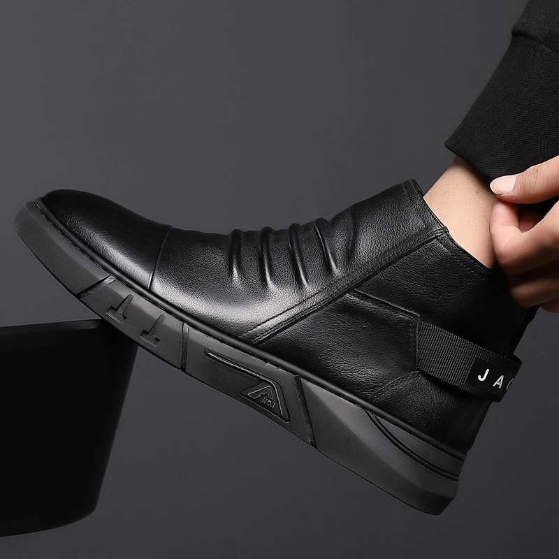 

Мужские зимние ботинки ручной работы из натуральной коровьей кожи