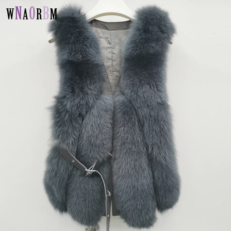 New Korean version solid color women's fox fur vest fashion authentic V-neck autumn jacket jacket warm short real fur coat enlarge