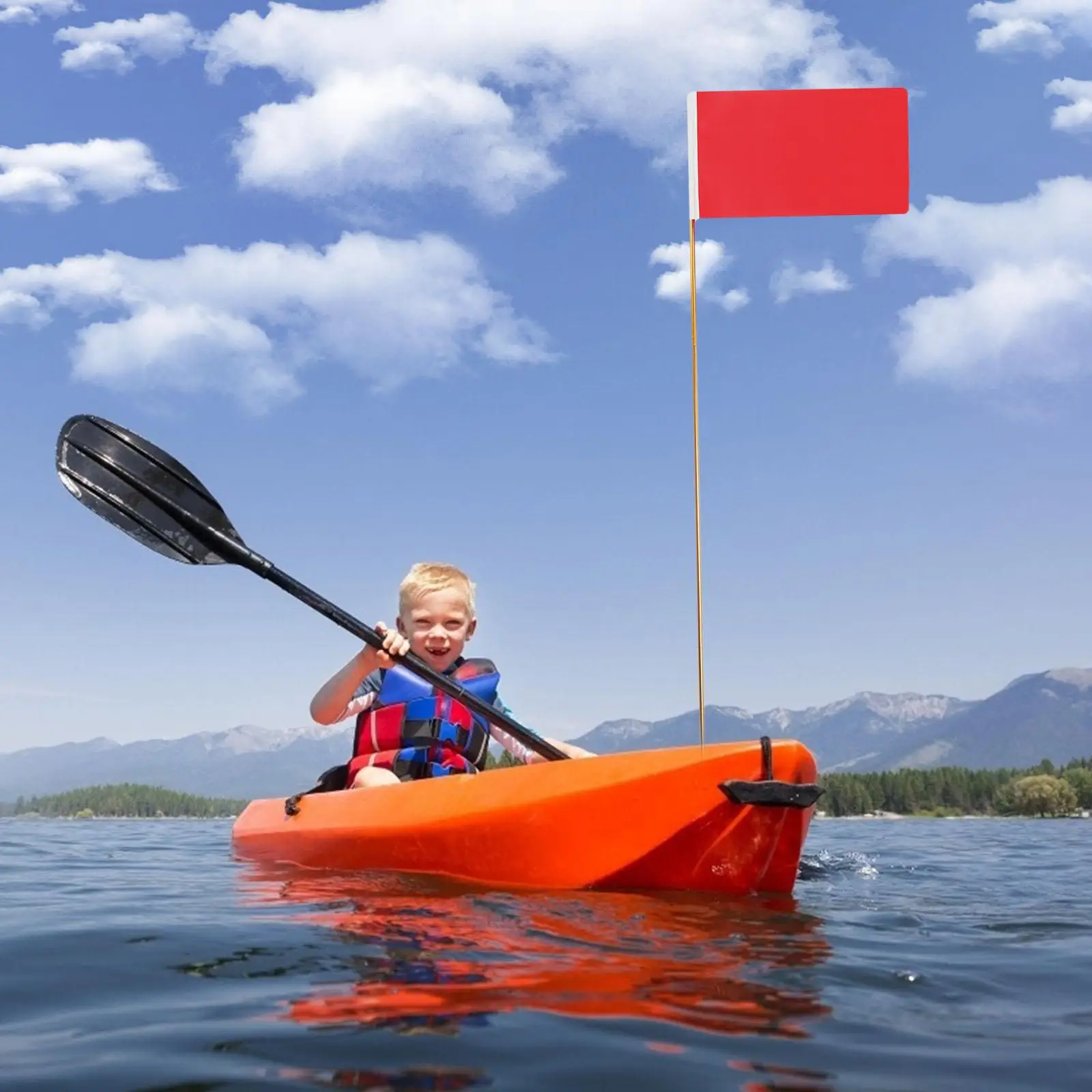 

47" Kayak Flag with Stable Base Kayaking Visibility Kit Easy Installation for Boat Kayak Dinghy Yacht Safety Accessories