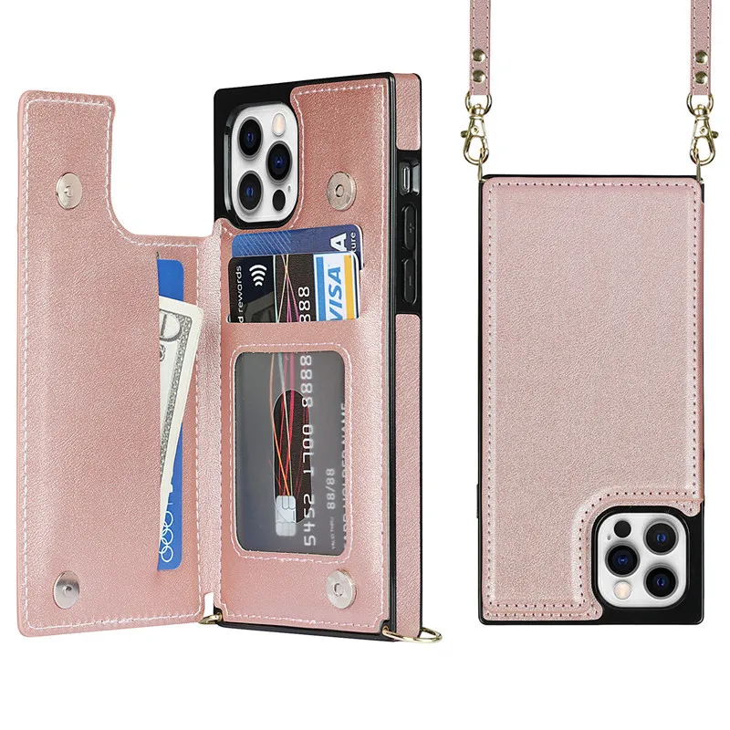 

New IPhone Crossbody Case for Apple 13 Plug-in 12 Protective Case for Women 11 PRO Leather Case Iphone Phone Case