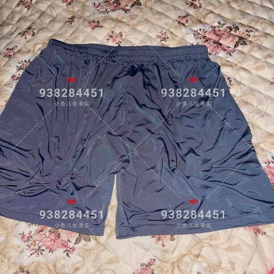 Summer Glossy Satin Silk Ultra-thin Sexy Women High Waist Yoga Sleeping Shorts Loose Running Gym Bottoms