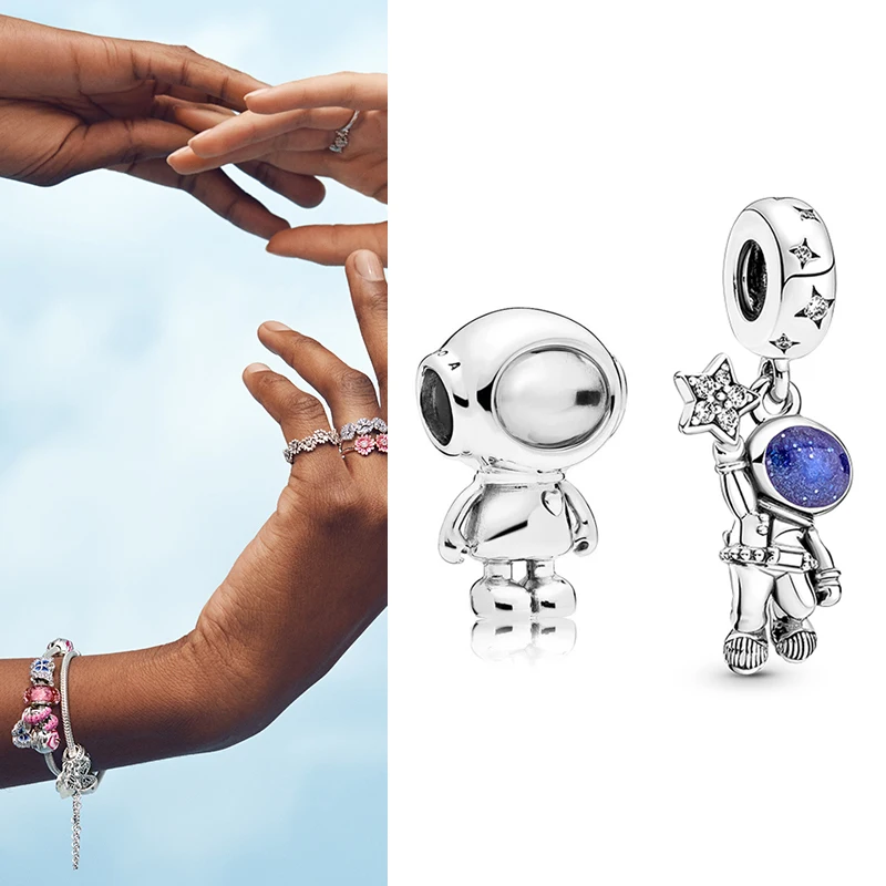 

100% 925 Sterling Silver Bead Astronaut Tommy Beading Fit Pandora Women Bracelet & Necklace Diy Jewelry