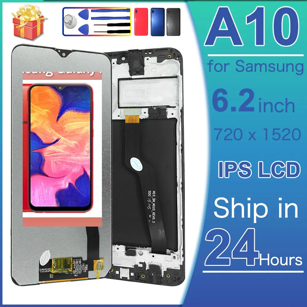 Фото Новый ЖК-дисплей для Samsung Galaxy A10, сенсорный экран в сборе, замена дисплея для Samsung A10 A105 с рамкой №1