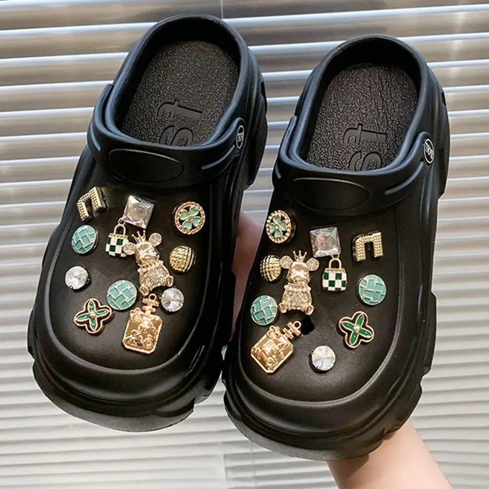 

Модные самодельные сандалии с подвесками из горного хрусталя, женские уличные тапочки, летние сандалии с толстой подошвой для девочек cc134