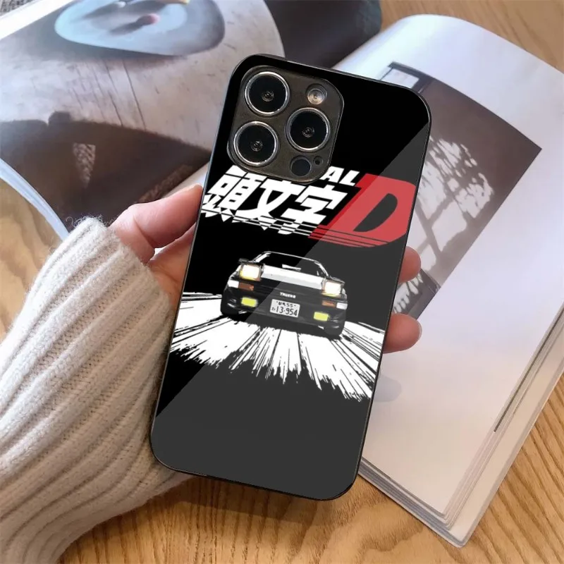 Initial D AE 86 Phone Case For IPhone 14 13 12 11 XS X 8 7 6 Plus Mini Pro Max SE 2022 Black PC TPU Glass Phone Cover images - 6