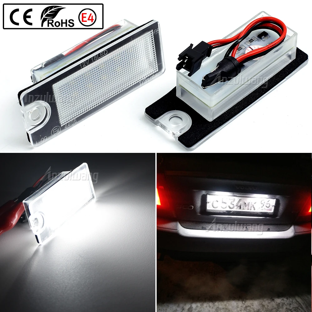 

2Pcs NO Error Canbus LED Number Plate Lamp for Volvo V70 2001-2007 XC70 XC 70 90 S60 S80 3528-SMD LED License Plate Light