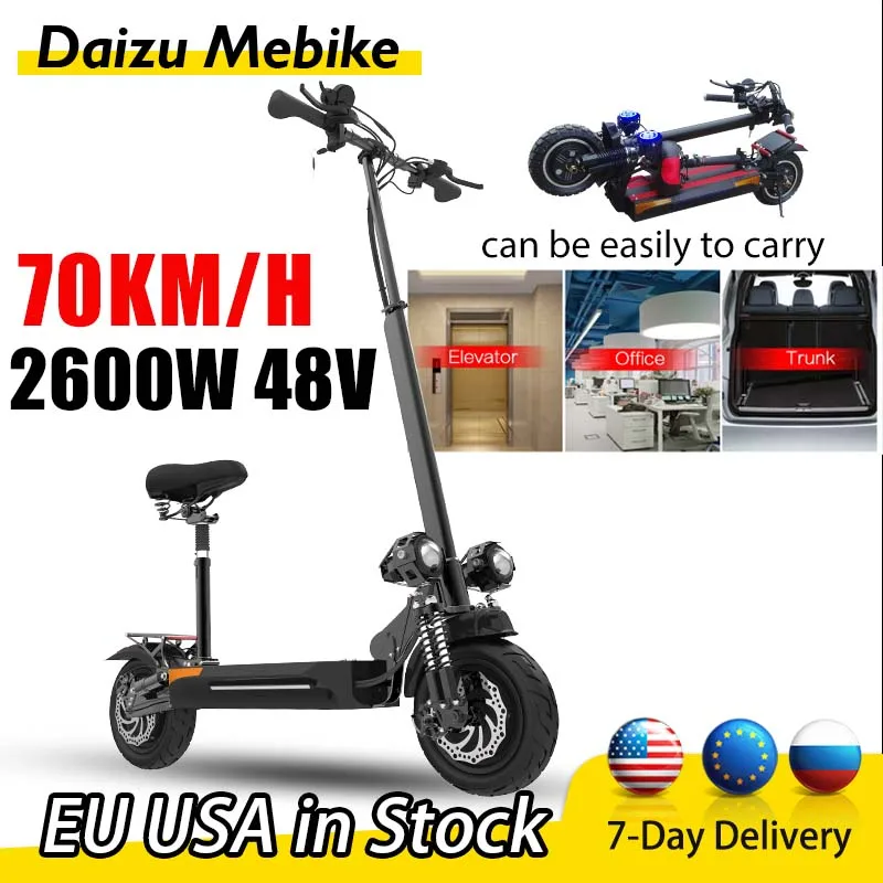 

Adults Electric Scooter 48V 2600W Dual Motor Electric Scooters with Seat 70KM/H Speed 20AH Lithium Battery Patinete Eléctricos