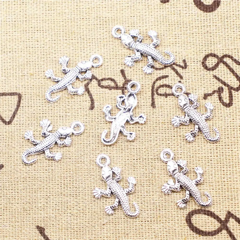 

Lizard Lot Charms Pendants Accesori 15X25mm Antique Silver Color 20 Pieces