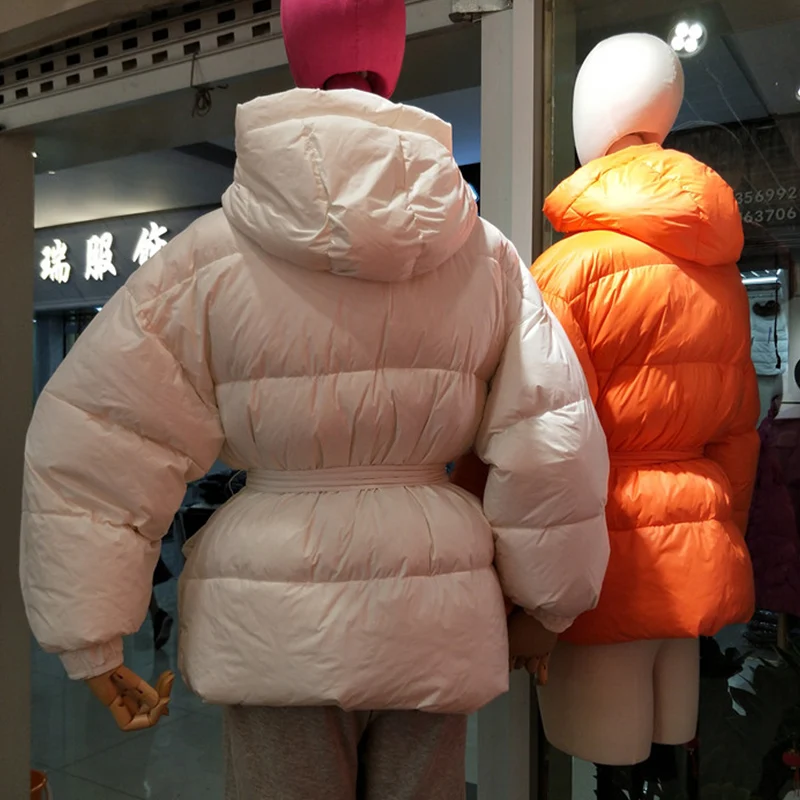 Down Jacket Woman Winter 2022 Black Hooded Puffer Padded Coat Tops Ladies New In Outerwear Warm Female Overcoat Parkas Clothing