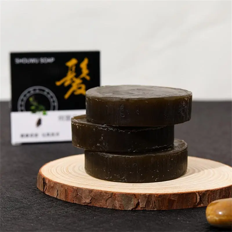 

1pcs Shampoo Soap Natural Polygonum Black Sesame Scalp Hair Darkening Soap