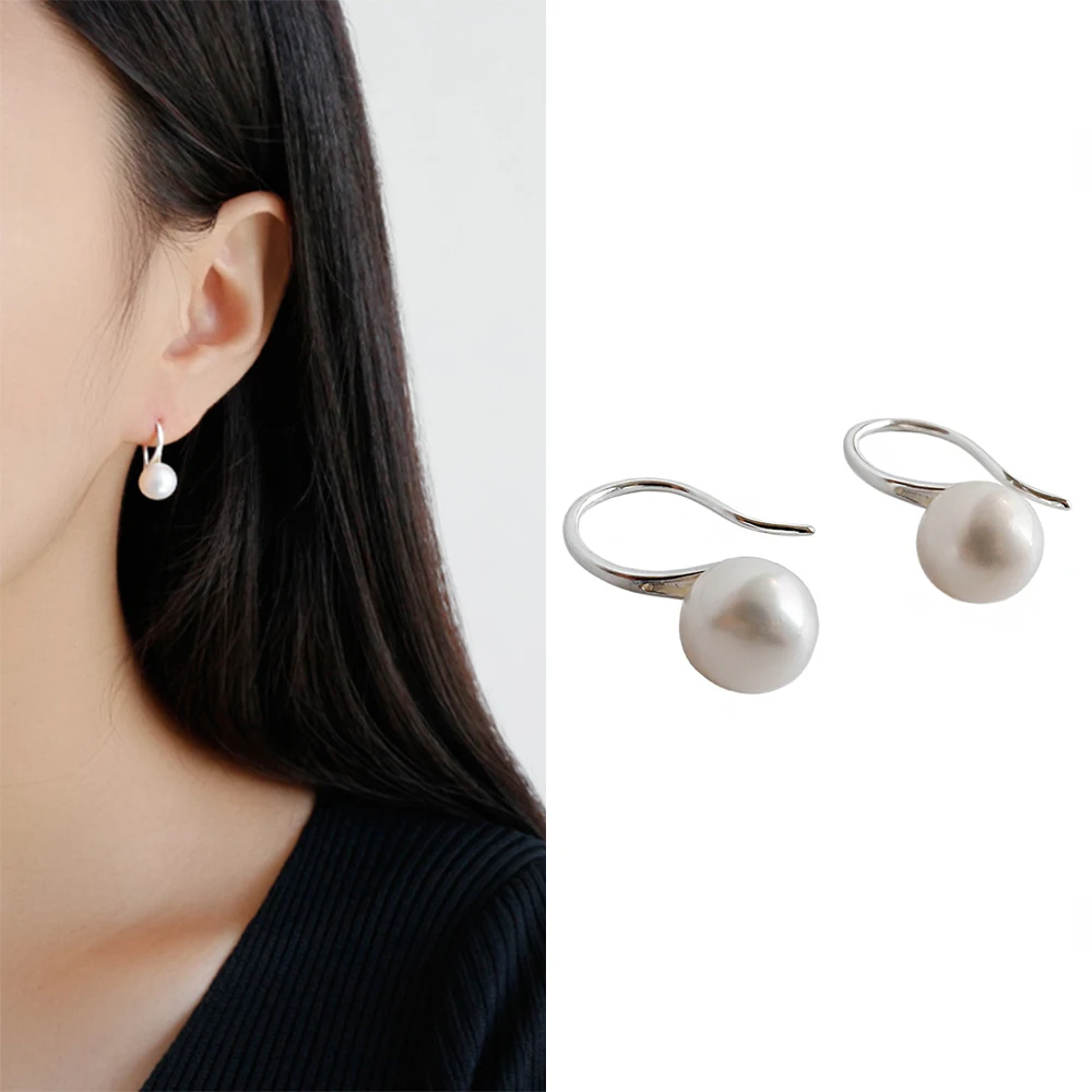 

Elegant Large Bead Stud Earrings 925 Silver Earrings for 2022 Women Ladies Luxury Jewelry Wedding Party Gifts Trendy Accessories