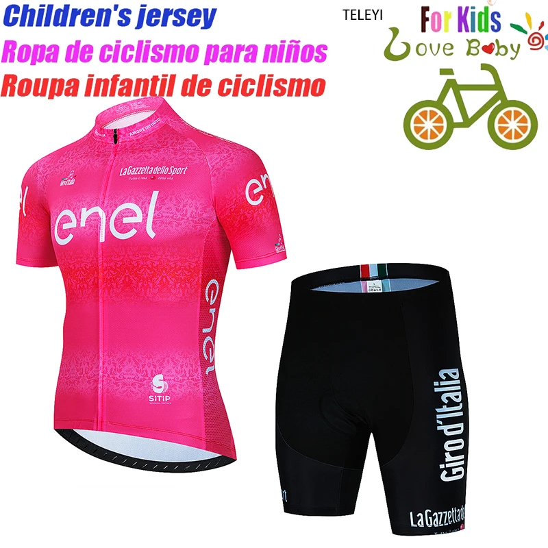

Детский комплект из Джерси для езды на велосипеде Tour De Giro De Italia, одежда для езды на велосипеде в Дании для мальчиков и девочек, костюм для езд...