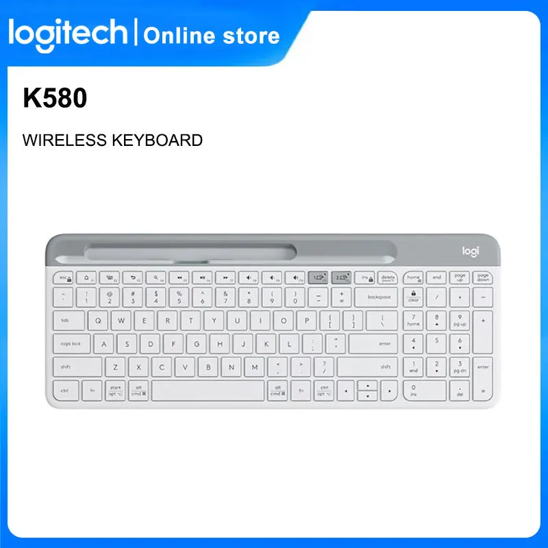 Беспроводная ультратонкая клавиатура Logitech K580 2,4G, Двухрежимная Многофункциональная офисная Беспроводная клавиатура для мобильных телефонов