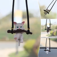 branch hanging cat car pendant decoration ornaments creative rearview mirror hanging resin pendant auto interior accessories