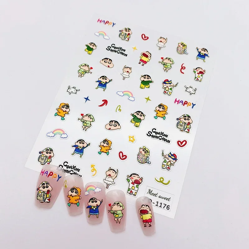 5D тисненные мультяшные наклейки для ногтей карандаш Шин-чан Чиби Маруко-чан Dragon