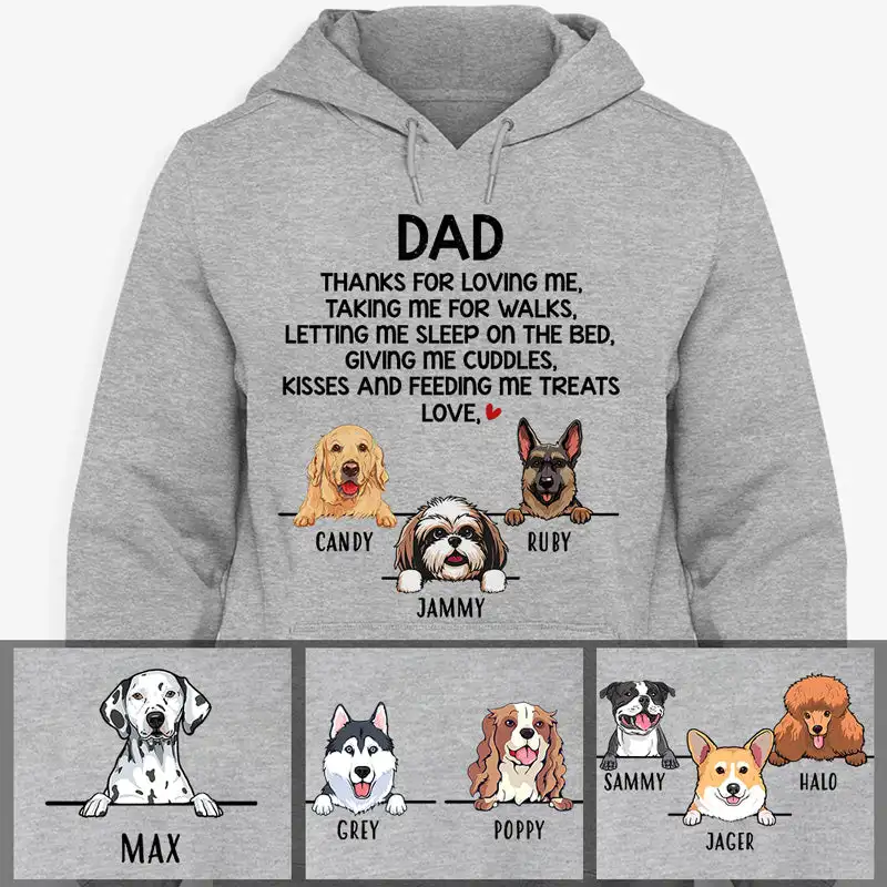 

Cotton Graphic Sweatshirts Hoodies Long Sleeeve Print Thanks For Loving Me,Custom Hoodie Christmas Gift for Dog Lovers Pullover