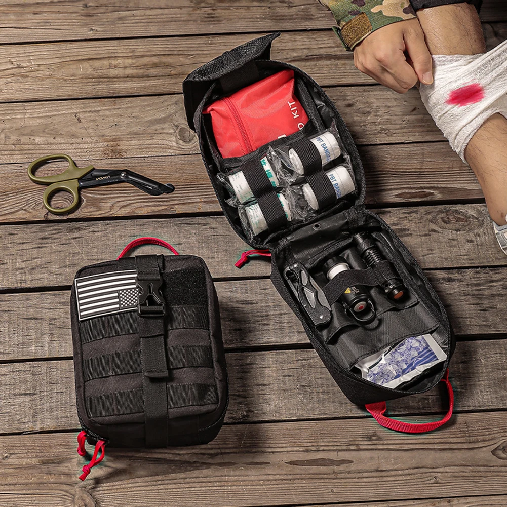 

Mini Travel Home Car Emergency Treatment Portable Military First Aid Kit Empty Bag Bug Out Bag Water Resistant For Hiking