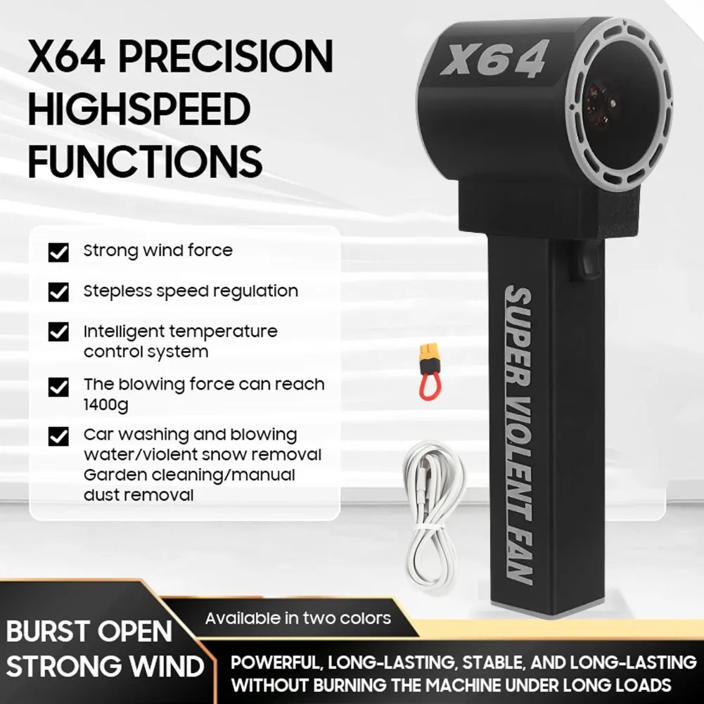 X64 Car Violent Blower Mini Turbo Jet Fan Brushless Motor 64mm Powerful Duct Thrust 1.4kg/s Wind Speed Dryer
