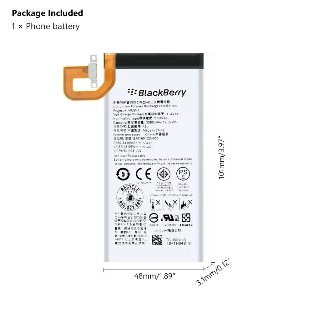 

NEW High Quality 3360mAh BAT-60122-003 Battery Replacement Phone Battery For BlackBerry Priv RHK211LW BAT-60122-003 3360mAh 3.83