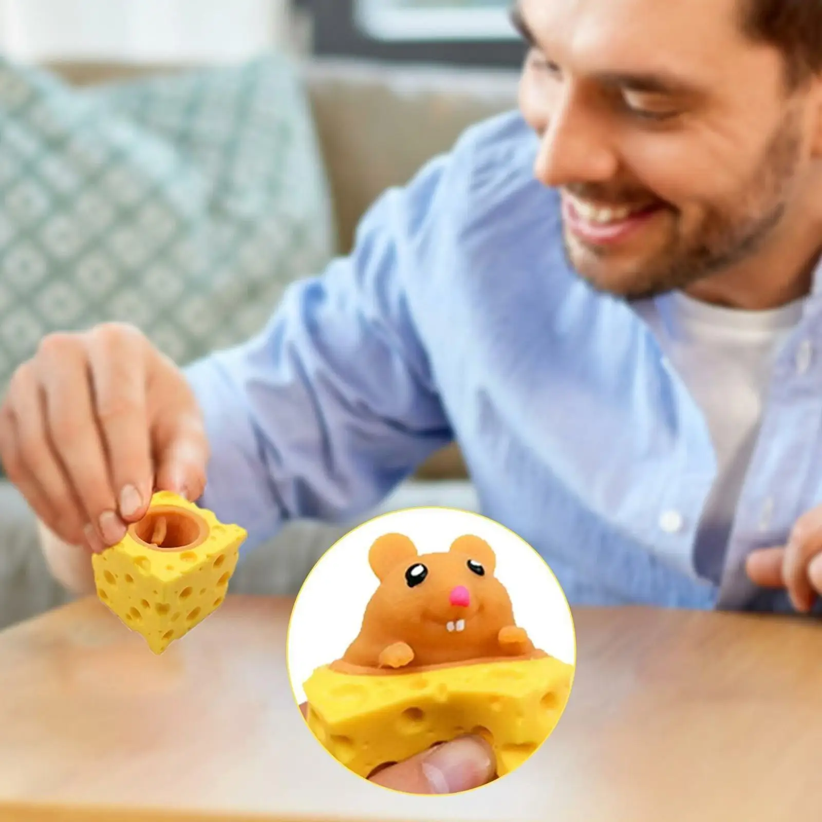

Cheese Cup Mouse Toy Mouse Squeezing Toy Funny Sensory Toy For Kids Adults Soft Anti-stress Squeezing Toy Perfect G2p2