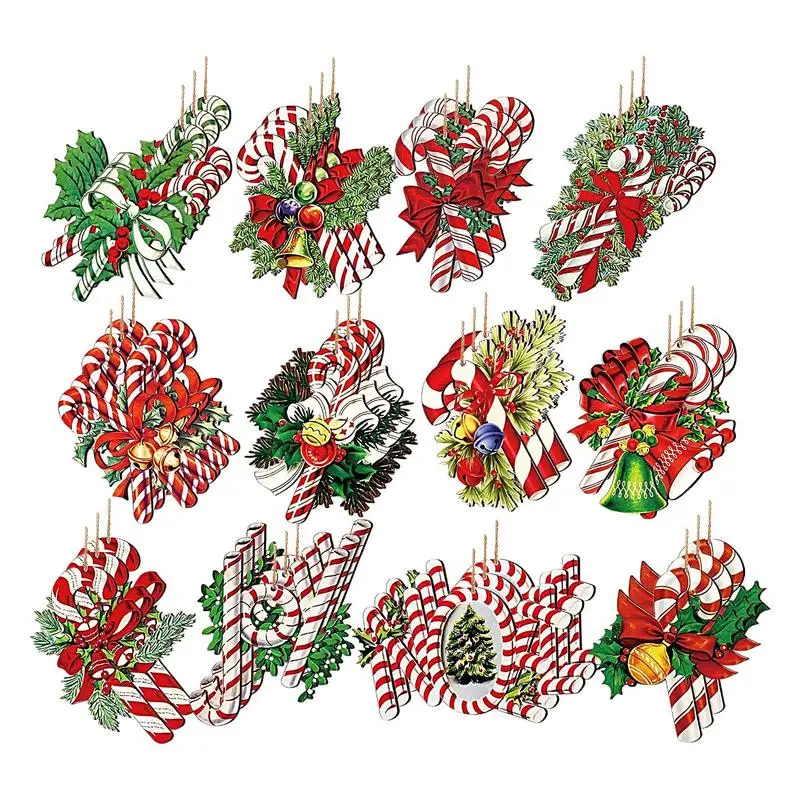 Украшения из конфетной трости 36X рождественский деревянный набор конфет