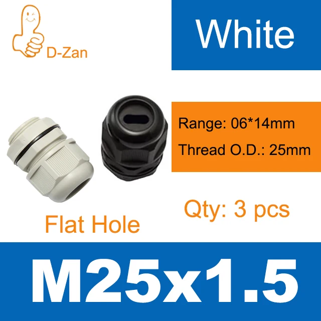 

Белый водонепроницаемый нейлоновый кабельный ввод с плоским отверстием, пластик M20 M25 M32