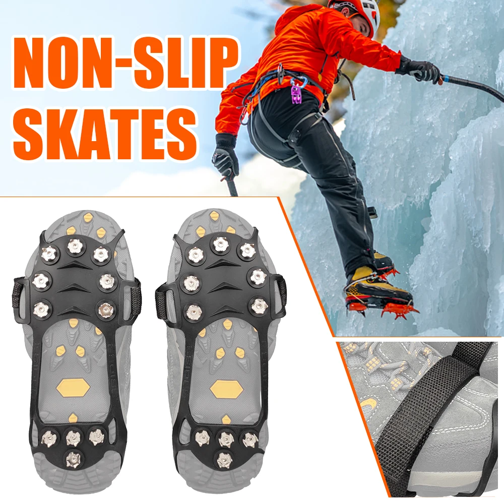 

Anti-Slip Ice Crampons with 11 Stainless Steel Spikes for Ice Walking Climbing Easy on and off Durable Portable B2Cshop
