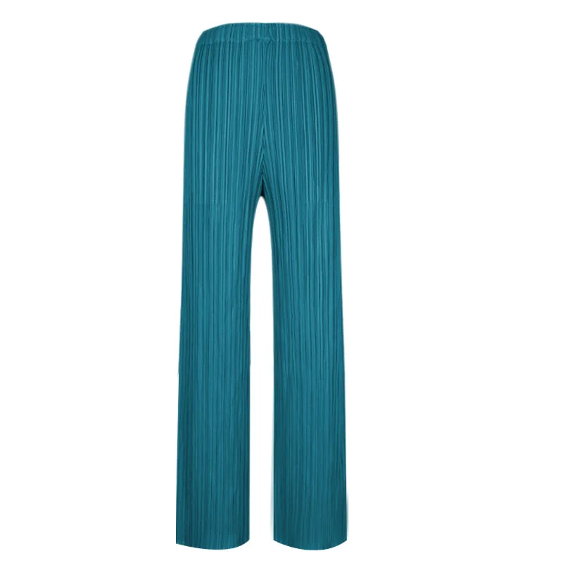 

High fashion 2022 Elastic Waist Long Pleated Pants Famous candy Color Japanese vintage Trousers
