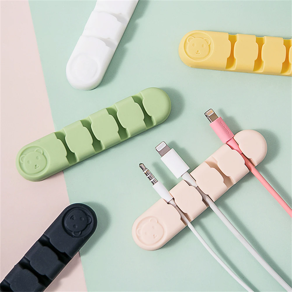 

1pc Silicone Desktop Cable Organizer with Cute Holder Clips for Home and Office Management Wire Cord Fixer Holder Cable Belt