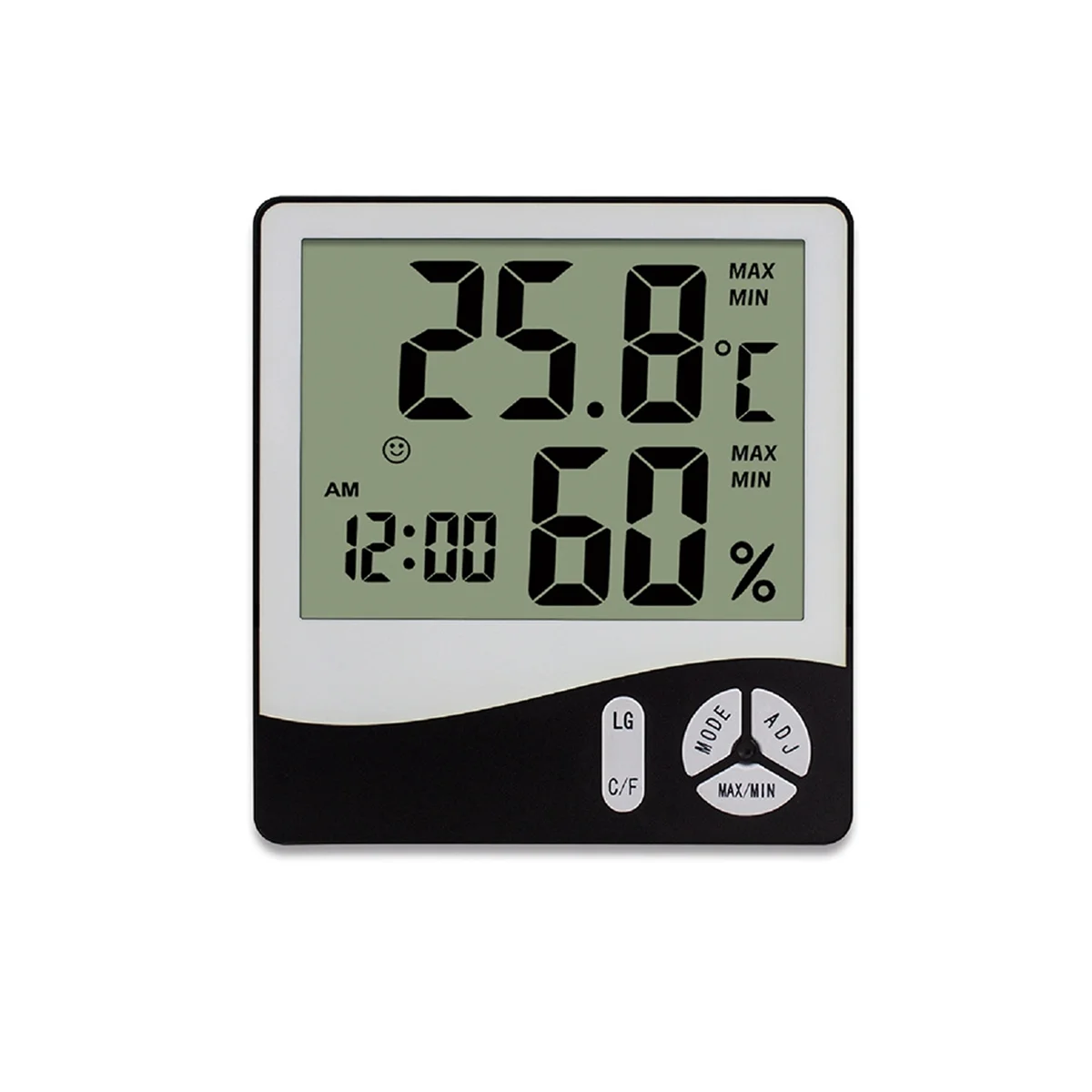 

LCD Screen Display Thermometer and Hygrometer Indoor Thermometer Electronic Household Thermometer with Alarm Clock Black