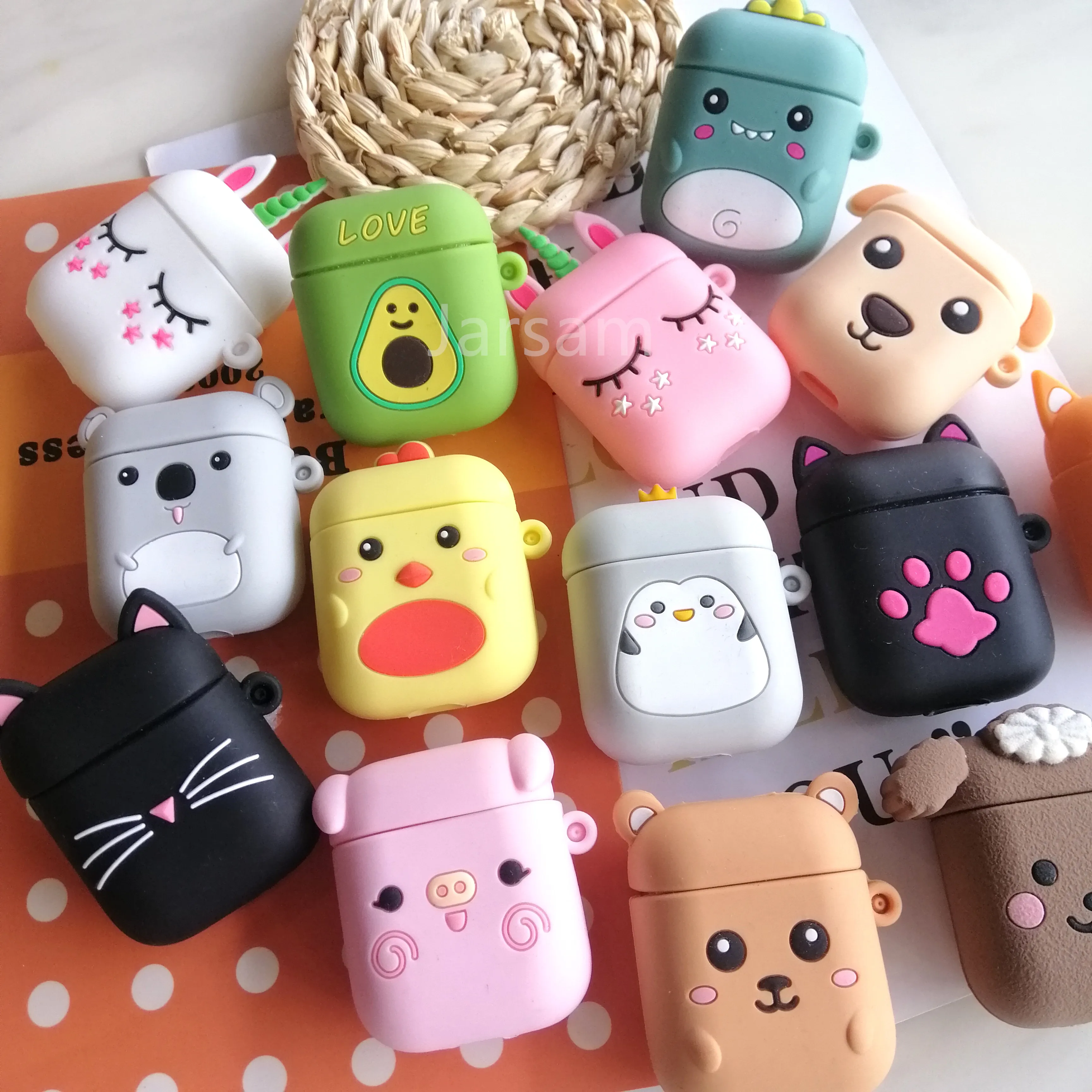 Cartoon Cute Earphone Case For AirPod 2 1 case Silicone Charging Headphones Case for airpods case Protective soft Cover new year