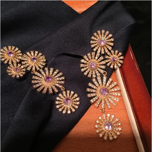 

2023 Women Exaggerated Long Flower Earrings Colorful Flower Cluster Earrings Holiday Style Flower Earrings Fresh