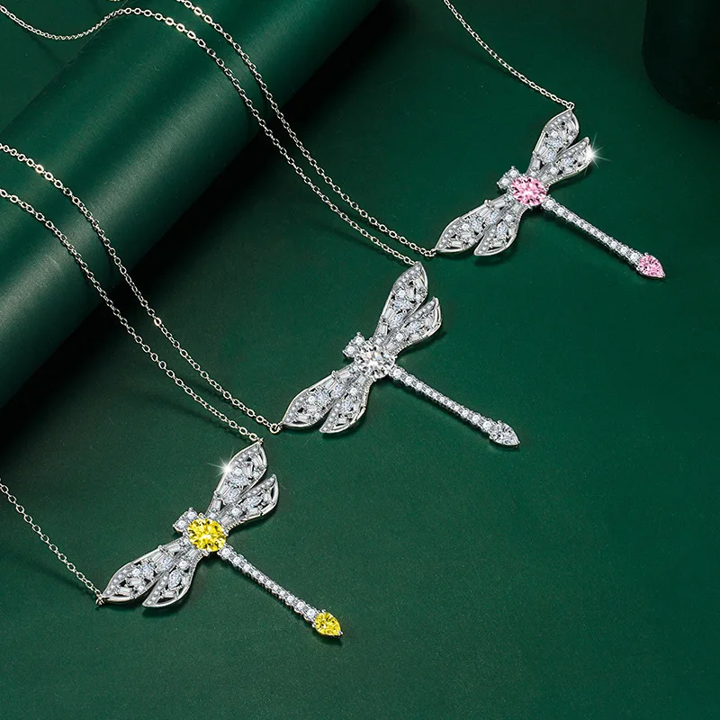 

2022 New Fashion Dragonfly Necklace Copper Inlaid Zircon Shiny Ladies Clavicle Chain Personality Attending Banquet Jewelry